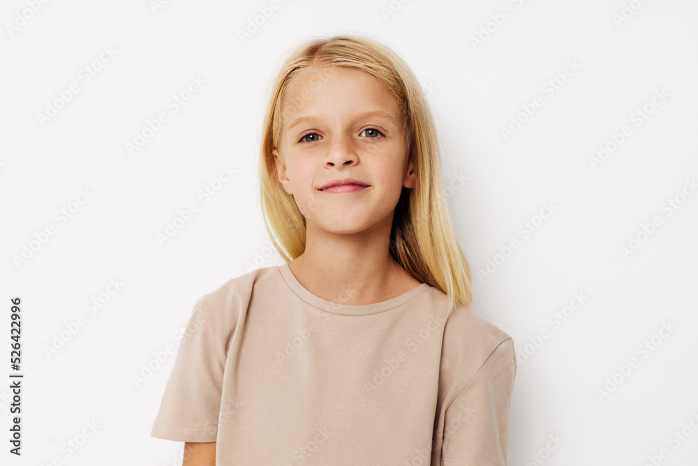 happy cute girl fashionable baby clothes posing studio happy cute girl fashionable baby clothes posing studio
