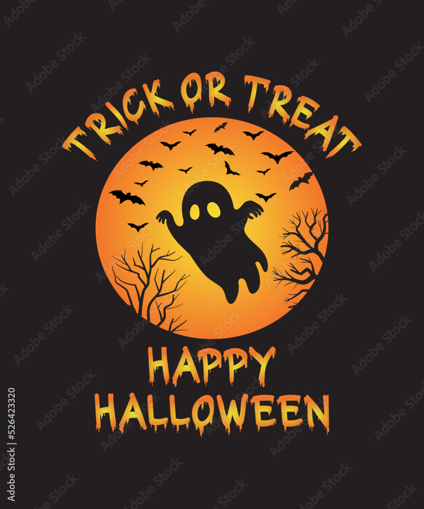 Trick or Treat Happy Halloween T-shirt Design, 