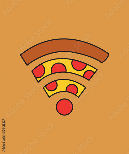 Pizza in a shape of a Wi-Fi symbol vector illustration.