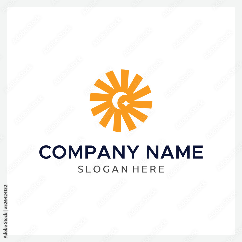 geometric sun logo for business