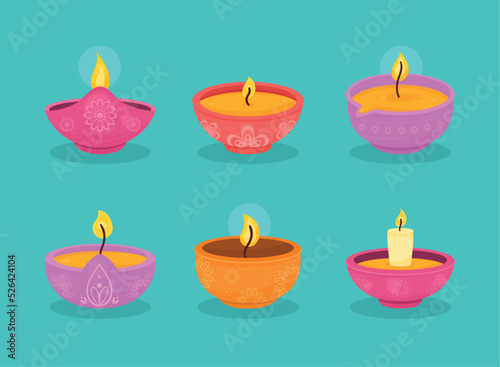 six diwali ceremony candles