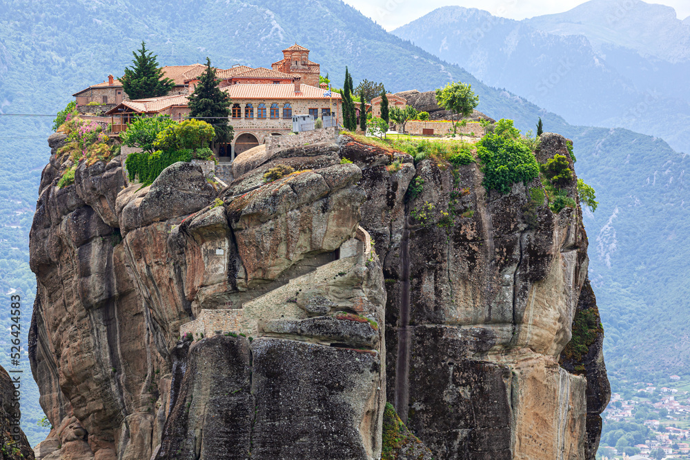 Meteora, Greece - an Eastern Orthodox monastery built on a rock and included in the list of world cultural heritage. Meteora, Greece - an Eastern Orthodox monastery built on a rock and included in the list of world cultural heritage.