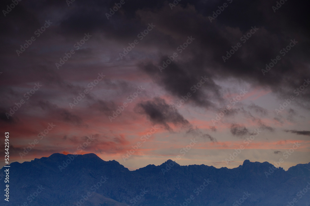 Mountains behind the village of Lumio Corsica on the mediterranean sea