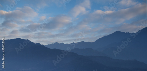 Mountains behind the village of Lumio Corsica on the mediterranean sea
