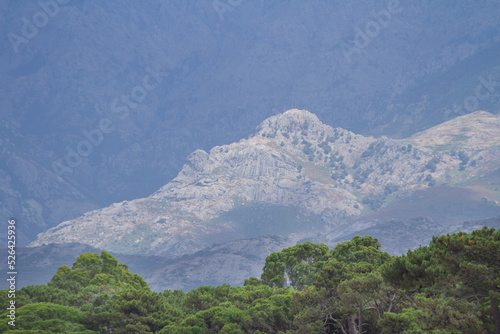 Mountains behind the village of Lumio Corsica on the mediterranean sea