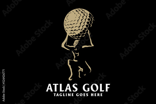 Vintage Atlas Lift Golf Ball for Sport Club Competition Logo Design Vector