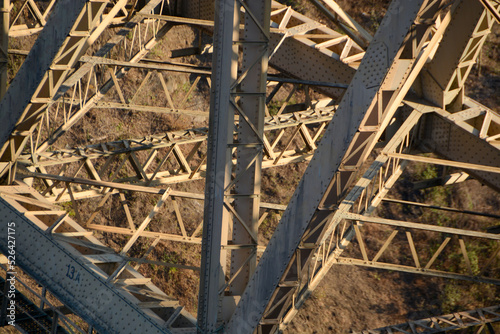 Close-up of steel structure of the Victoria Falls Railway Bridge