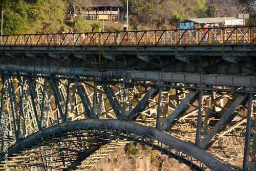 Close-up of steel structure of the Victoria Falls Railway Bridge