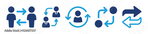 Turnover icon set. Exchange person for replacement sign. Change and switch user vector illustration.
