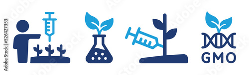GMO icon set. Genetically modified organism symbol graphic design.