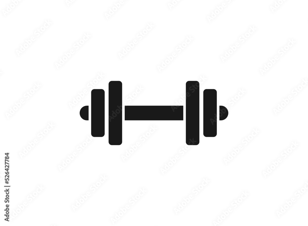 Black Dumbbell icon isolated on white background. Muscle lifting icon, fitness barbell, gym, sports equipment. Black Dumbbell icon isolated on white background. Muscle lifting icon, fitness barbell, gym, sports equipment.