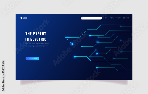 Electrician landing page template. - Vector.