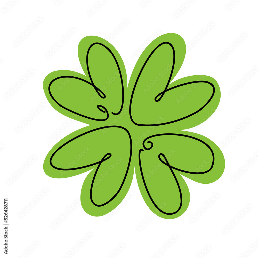 Clover four leaf editable line. Lucky clover with heart shapes leaf Clover four leaf editable line. Lucky clover with heart shapes leaf