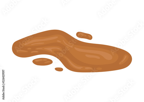 Poop excrement for bristol scale chart watery pieces. 7 type of poo - entirely liquid cartoon vector icon isolated on white background. Flat design vector clip art poo illustration.