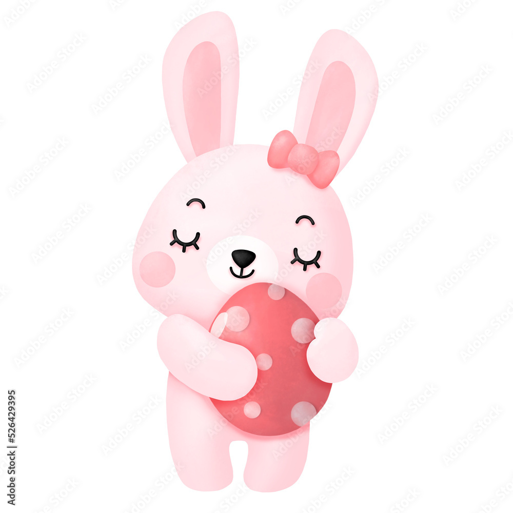 Happy Easter Watercolor Clipart, Rabbit and Egg Happy Easter Watercolor Clipart, Rabbit and Egg