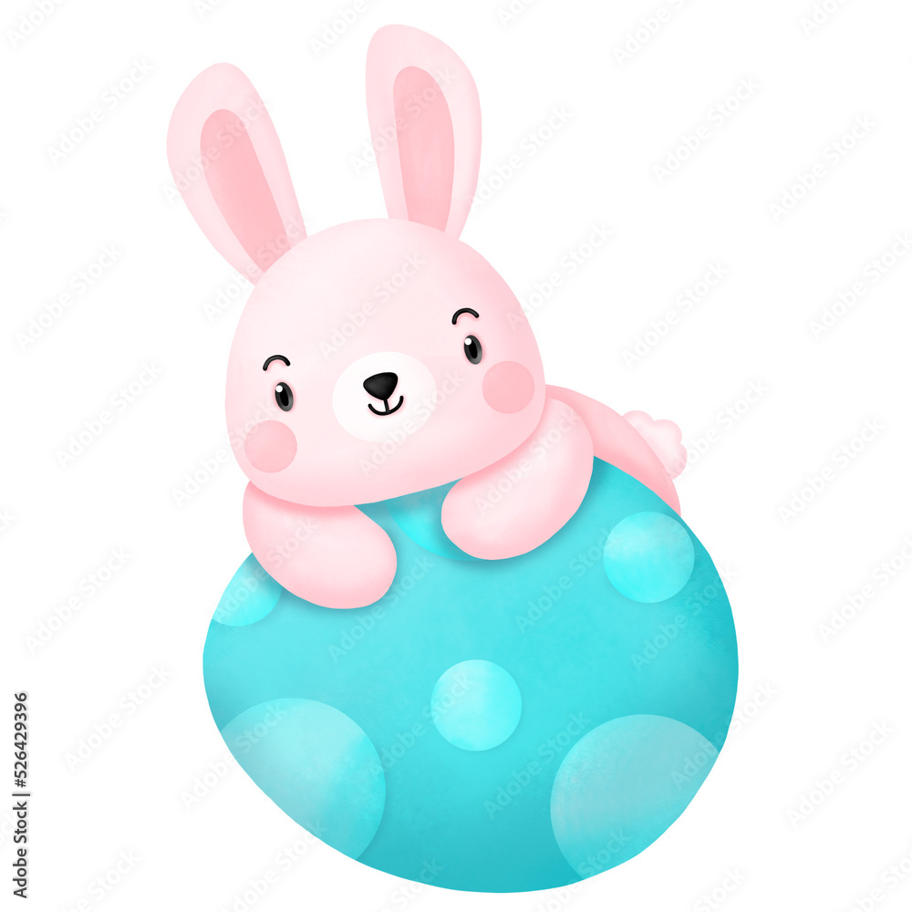 Happy Easter Watercolor Clipart, Rabbit and Egg Happy Easter Watercolor Clipart, Rabbit and Egg