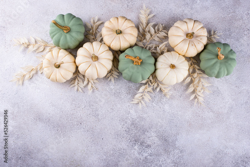 White and green decorative pumpkin