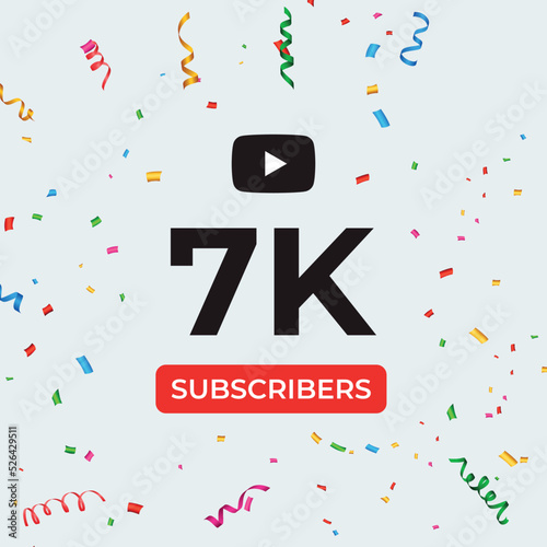 Thank you 7k or 7 thousand subscribers celebration template. Premium design for social media story, web banner, social media banner celebration, social site posts, achievement, poster.