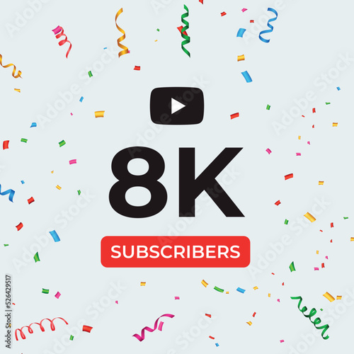 Thank you 8k or 8 thousand subscribers celebration template. Premium design for social media story, web banner, social media banner celebration, social site posts, achievement, poster.