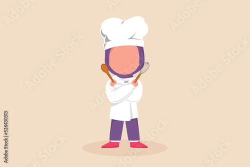 Little girl wants to become a chef. Children dream of the future. Kid dreaming concept. Vector Illustration. 