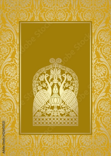 peacocks, feathers ,wedding card design, royal India	