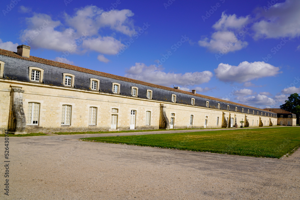 the Corderie Royale facade center of Rochefort city France on the banks of the Charente River and fully renovated