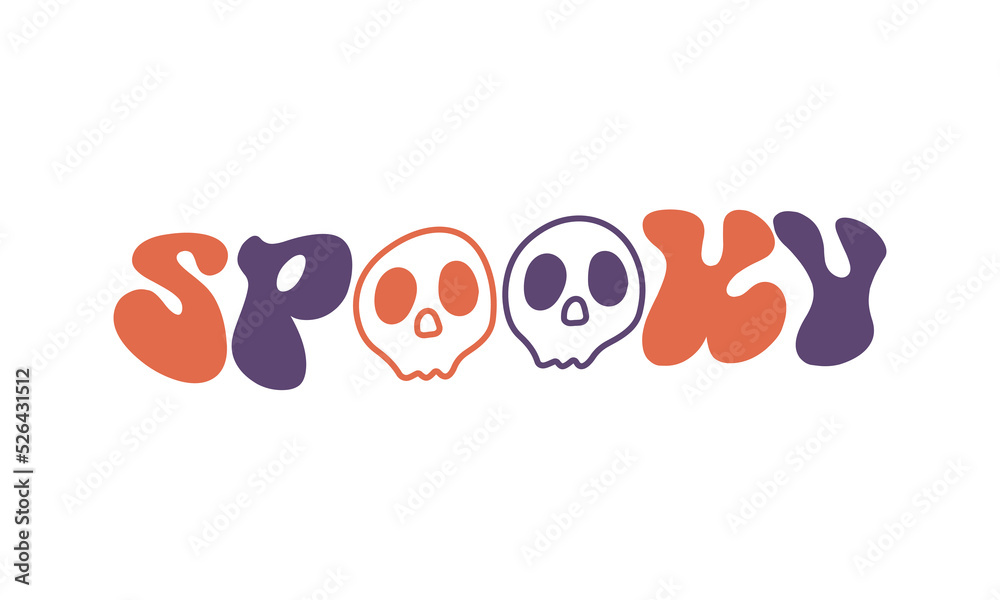 Fototapeta premium Spooky funny Halloween quote logo type retro wavy typography sublimation SVG on white background