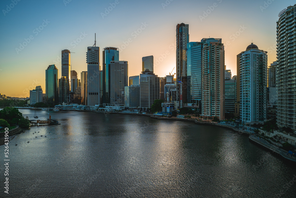 Brisbane skyline, capital of Queensland in Australia at dusk