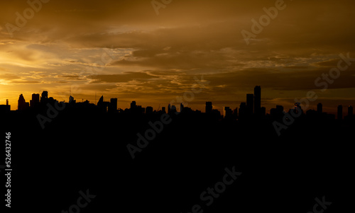 city view of Bangkok in golden sky
