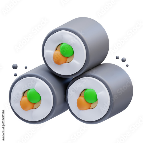 Korean Icon, Gimbap Food 3d Illustration