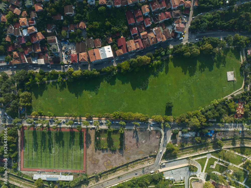 Obraz premium Beykoz Meadow and City Center Drone Photo, Beykoz Istanbul, Turkey