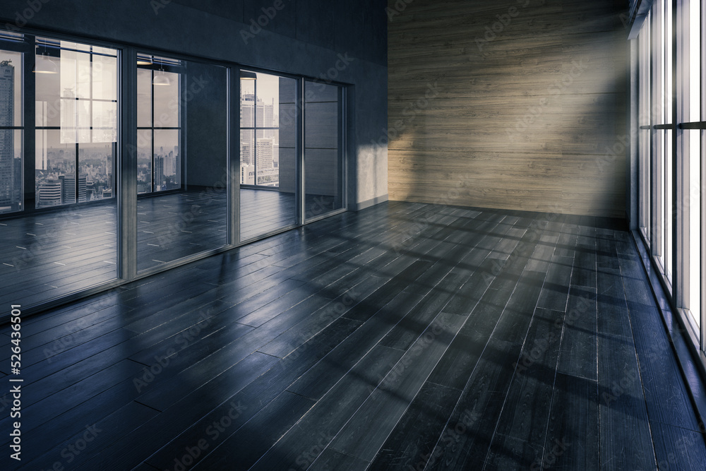 Offene Büro- und Apartament-Fläche in moderner Innenarchitektur - 3D Visualisierung Offene Büro- und Apartament-Fläche in moderner Innenarchitektur - 3D Visualisierung