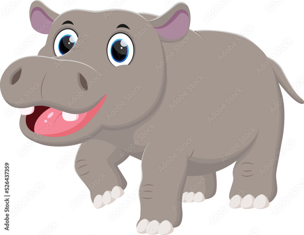 Cartoon happy hippo isolated on white Cartoon happy hippo isolated on white