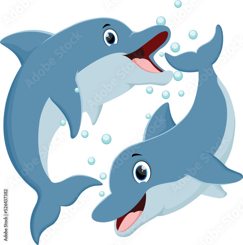 Set of happy dolphin cartoon 