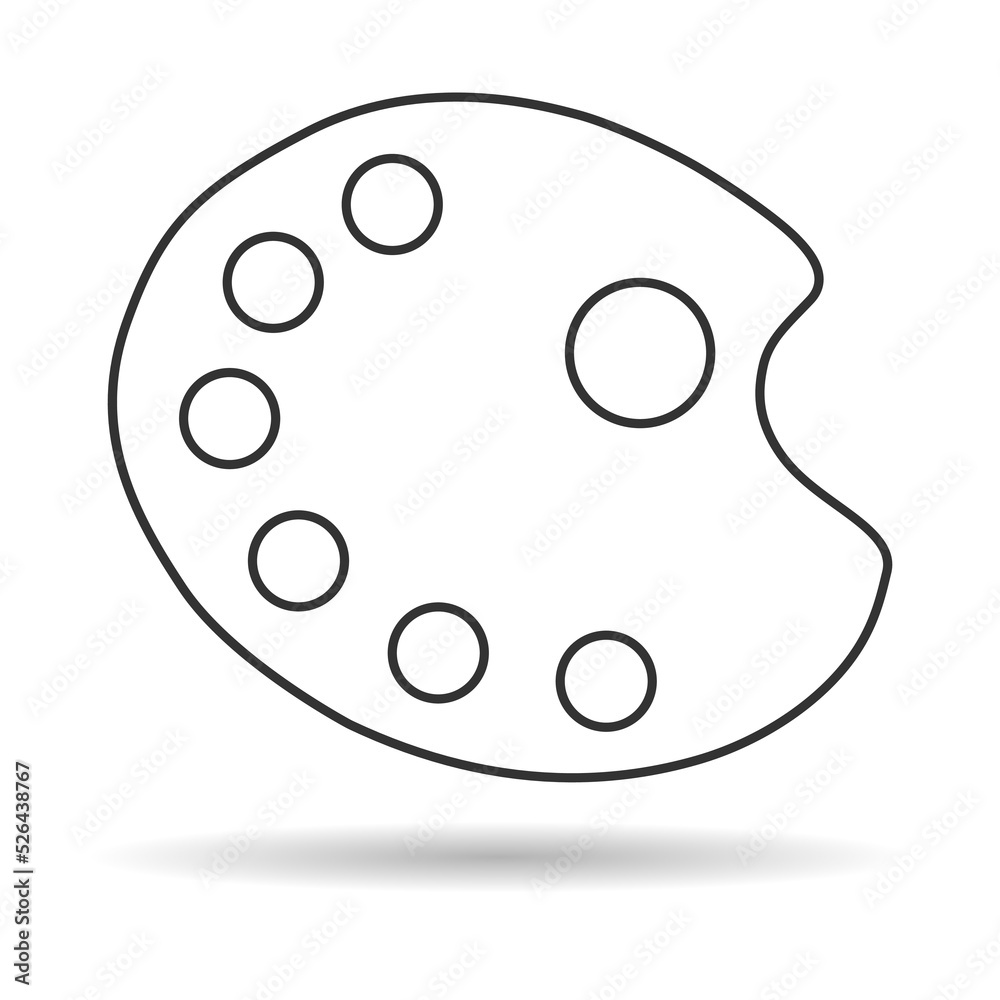 Fototapeta premium Flat art tool palette with paints color shadow, artist web design graphic vector illustration