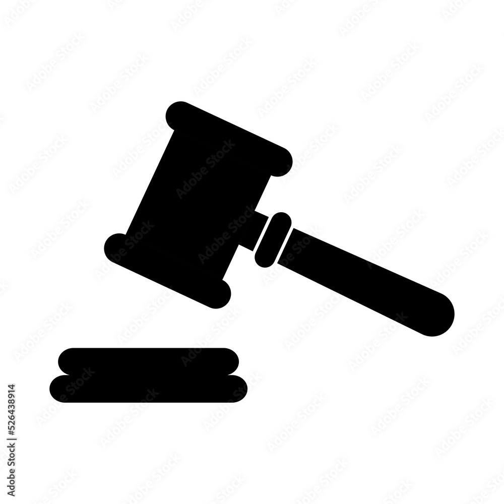 Judge hammer icon, law auction symbol, gavel justice sign vector illustration button Judge hammer icon, law auction symbol, gavel justice sign vector illustration button