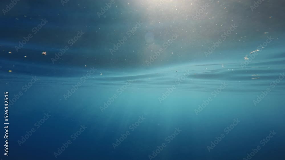 Moon light beams shining from above through deep clear blue water Moon light beams shining from above through deep clear blue water