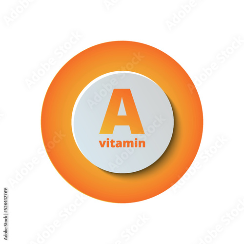 Retinol, vitamin A. Vitamin icon. Capsule. For skin beauty, cosmetics, Heath promotional design. Vector orange illustration isolated on white background