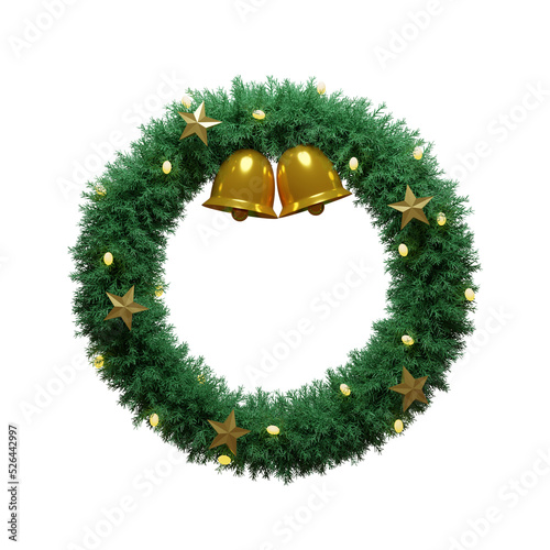 Christmas wreath 3D rendering
