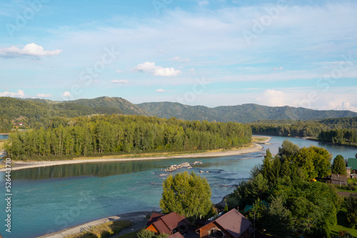 beautiful view of the river from the top. mountain nature photo