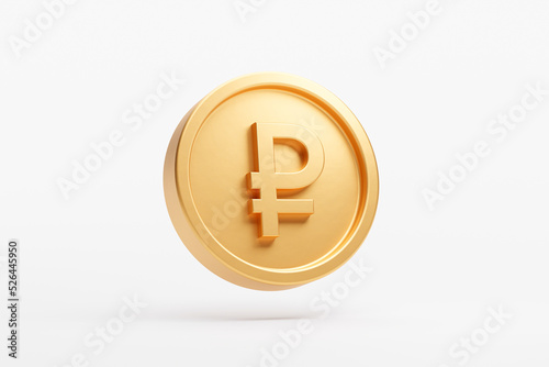 Gold coin rouble russia currency money icon sign or symbol business and financial exchange 3D background illustration