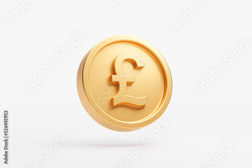 Gold coin pound uk currency money icon sign or symbol business and financial exchange 3D background illustration photo