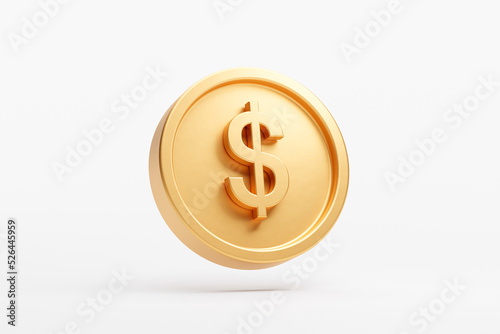 Gold coin dollar us currency money icon sign or symbol business and financial exchange 3D background illustration