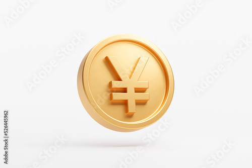 Gold coin yen japan currency money icon sign or symbol business and financial exchange 3D background illustration photo