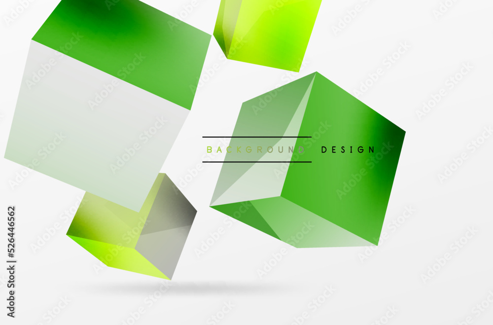 3d cubes vector abstract background. Composition of 3d square shaped basic geometric elements. Trendy techno business template for wallpaper, banner, background or landing 3d cubes vector abstract background. Composition of 3d square shaped basic geometric elements. Trendy techno business template for wallpaper, banner, background or landing