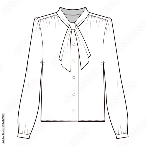 Bow Blouse illustration design Flat Drawing Fashion Flat Sketches