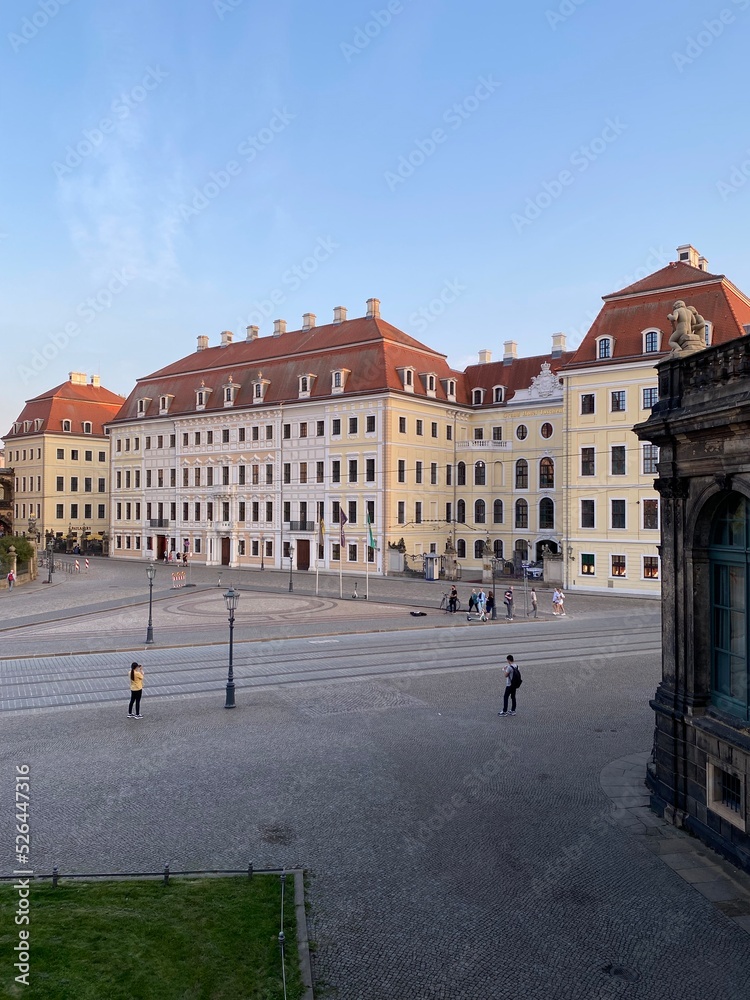 The ancient city of Dresden, Germany. Historical and cultural center. Exterior view of the Cathedral of the Holy Trinity, Katholische Hofkirche in the old town of Dresden, Germany.