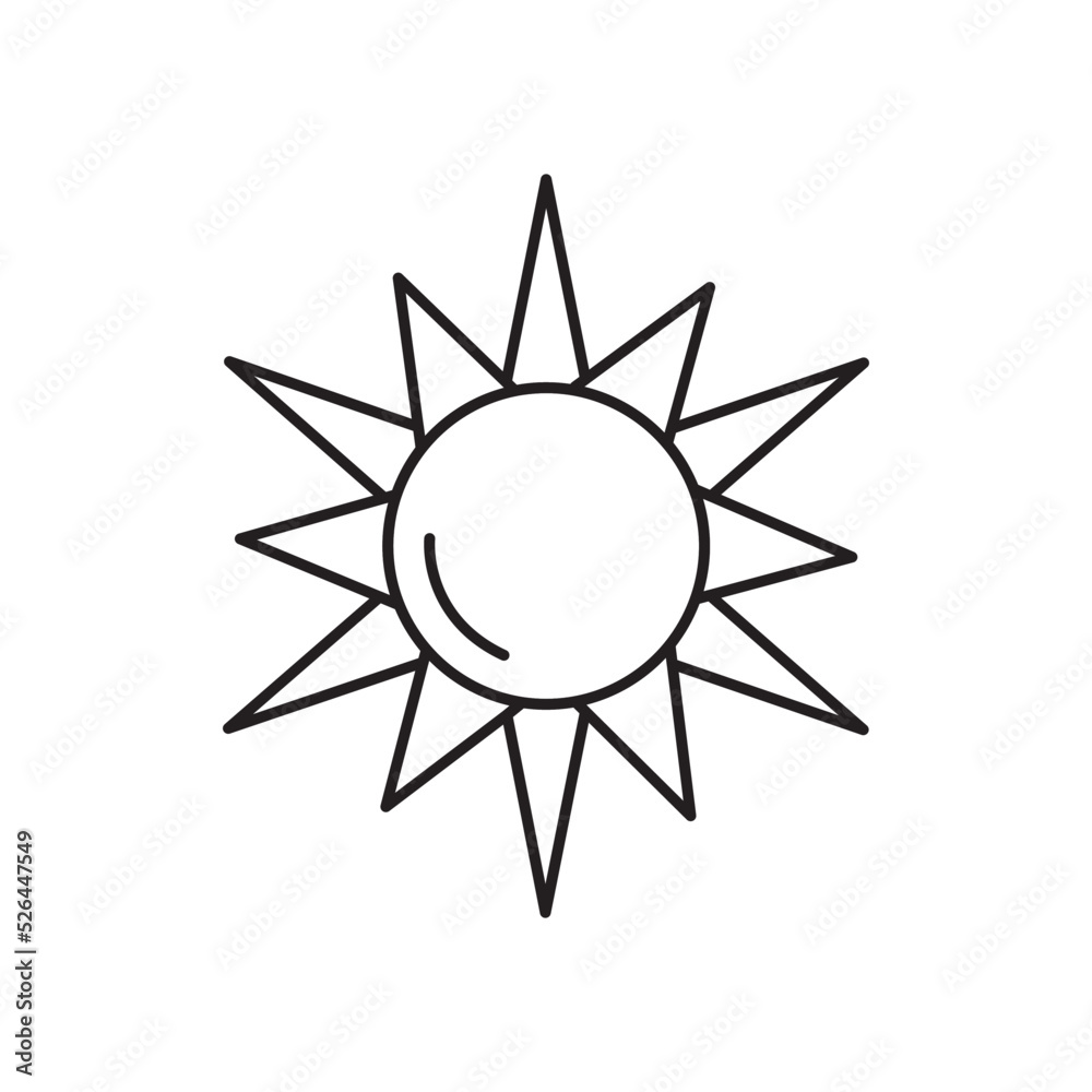 Sun line art farming icon design template vector illustration