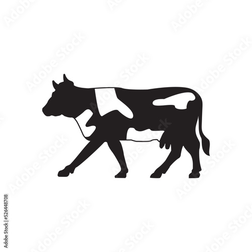 Cow line art icon design template vector illustration