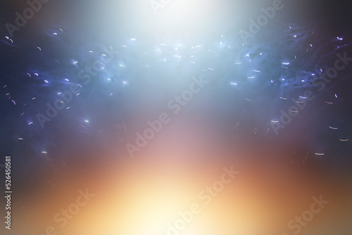 background of abstract glitter lights. gold, blue and black. de focused